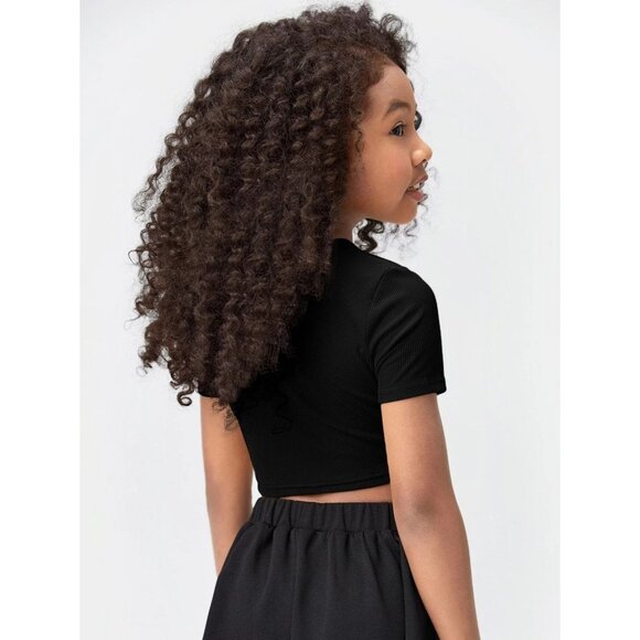 NEW SHEIN Girls Solid Round Neck Tee Size 11-12Y - Picture 2 of 8